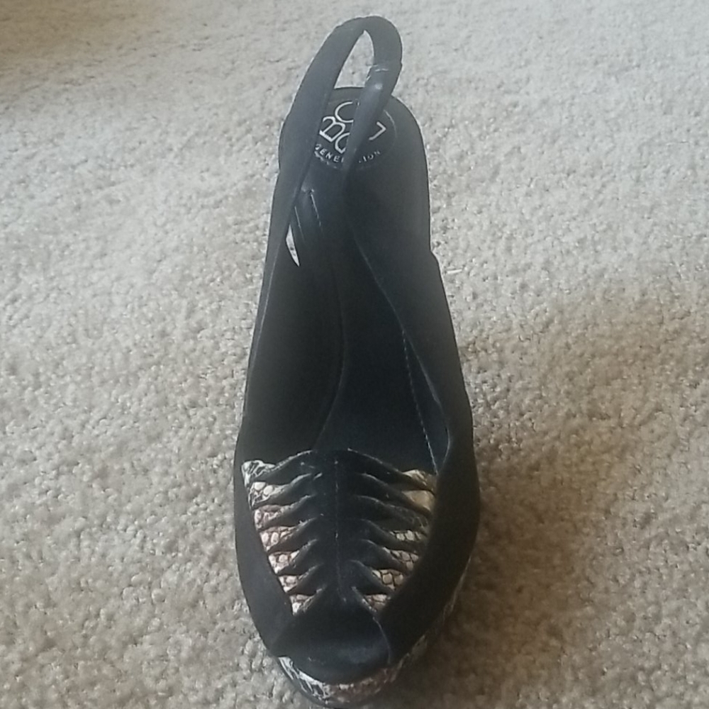 Bcbg Black Suede/Python Trim Open Toe Shoe - image 3